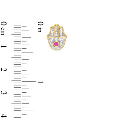 1/10 CT. T.W. Diamond Hamsa Stud Earrings in Sterling Silver with 14K Gold Plate