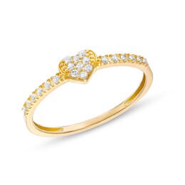 Cubic Zirconia Pavé Heart Ring in 10K Solid Gold