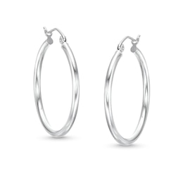 27mm Polished Hoops in 10K Hollow White Gold