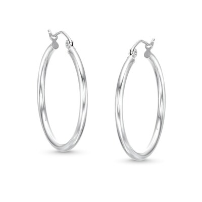27mm Polished Hoops in 10K Hollow White Gold