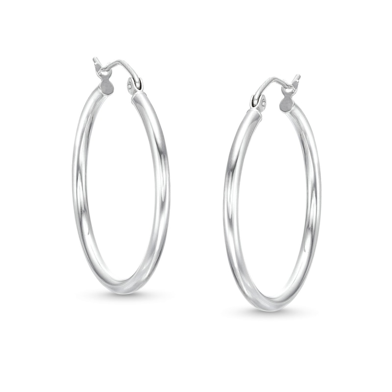 27mm Polished Hoops in 10K Hollow White Gold