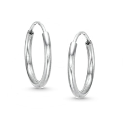 10K Tube Hollow White Gold Medium Continuous Hoops