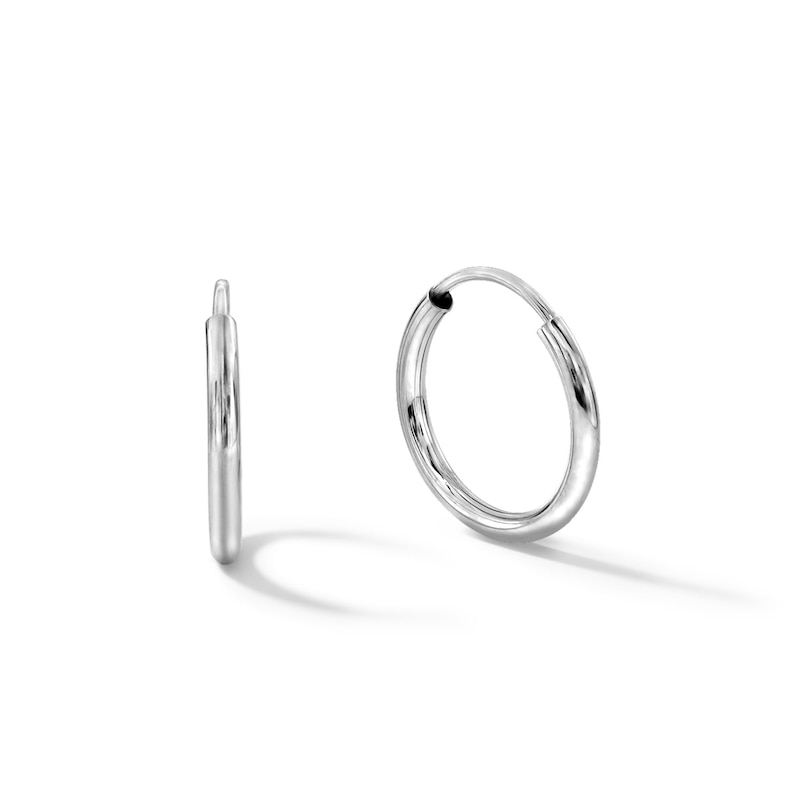 10K Tube Hollow White Gold Medium Continuous Hoops