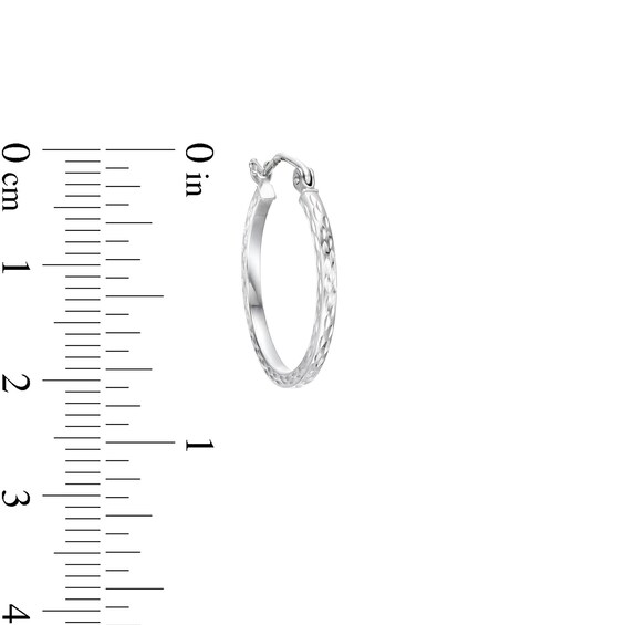 20mm Diamond-Cut Square Hoops in 10K Hollow White Gold