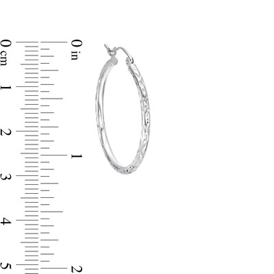 27mm Diamond-Cut Hoops in 10K Hollow White Gold