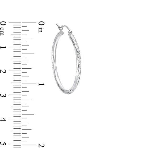 27mm Diamond-Cut Hoops in 10K Hollow White Gold