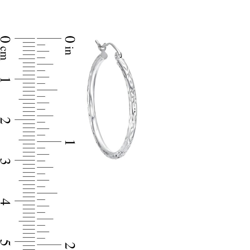 Main Image 2 of 27mm Diamond-Cut Hoops in 10K Hollow White Gold