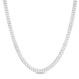 4.2mm Diamond-Cut Pavé Tight Curb Chain Necklace in 10K Solid White Gold - 20&quot;