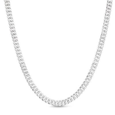 10K Solid White Gold Diamond-Cut Pavé Tight Curb Chain - 20"