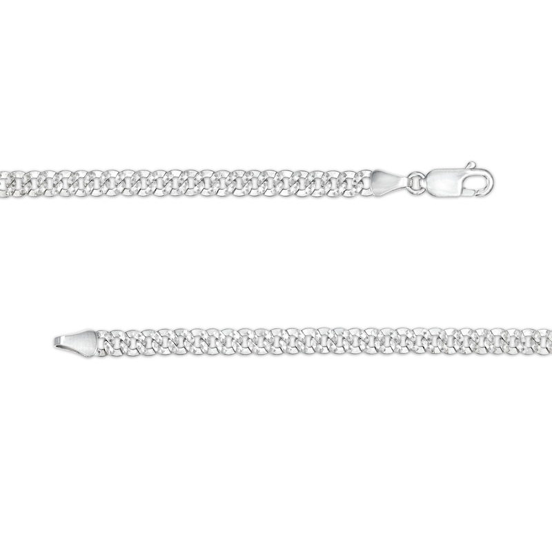 4.2mm Diamond-Cut Pavé Tight Curb Chain Necklace in 10K Solid White Gold - 20"