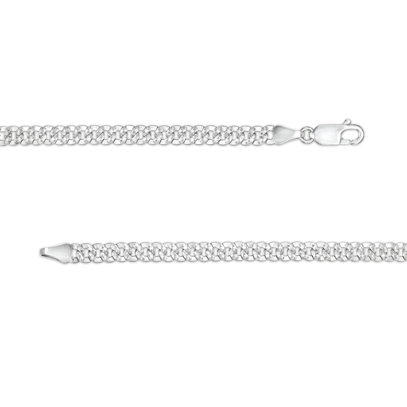 Main Image 2 of 10K Solid White Gold Diamond-Cut Pavé Tight Curb Chain - 20&quot;