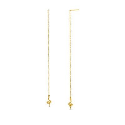 10K Semi-Solid Gold Snake Threader Earrings
