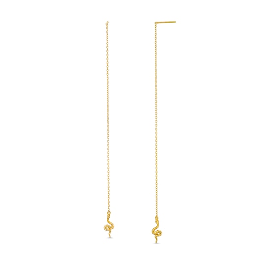 10K Semi-Solid Gold Snake Threader Earrings