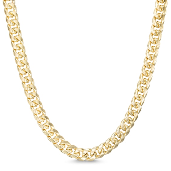 6.8mm Miami Curb Chain Necklace in 10K Semi-Solid Gold - 18"