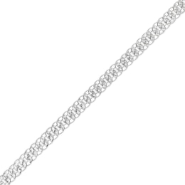 4.2mm Diamond-Cut Pavé Tight Curb Chain Bracelet in 10K Solid White Gold - 8.5&quot;