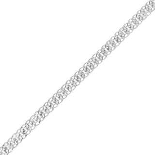 10K White Gold Solid Diamond-Cut Pavé Tight Curb Chain Bracelet - 8.5"