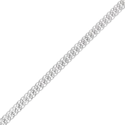 10K White Gold Solid Diamond-Cut Pavé Tight Curb Chain Bracelet - 8.5"