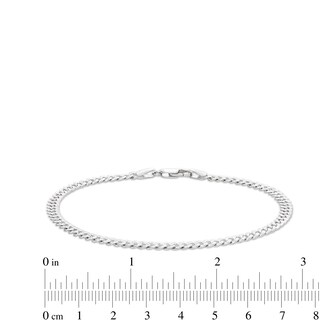 10K White Gold Solid Diamond-Cut Pavé Tight Curb Chain Bracelet - 8.5"