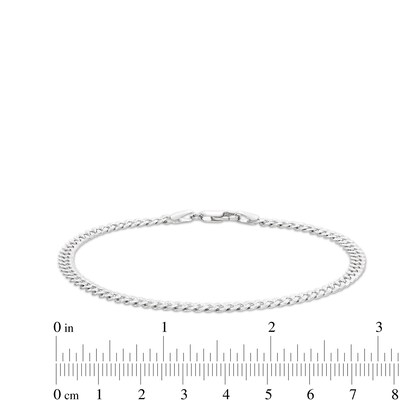 10K White Gold Solid Diamond-Cut Pavé Tight Curb Chain Bracelet - 8.5"