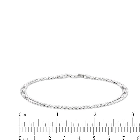 10K White Gold Solid Diamond-Cut Pavé Tight Curb Chain Bracelet - 8.5"