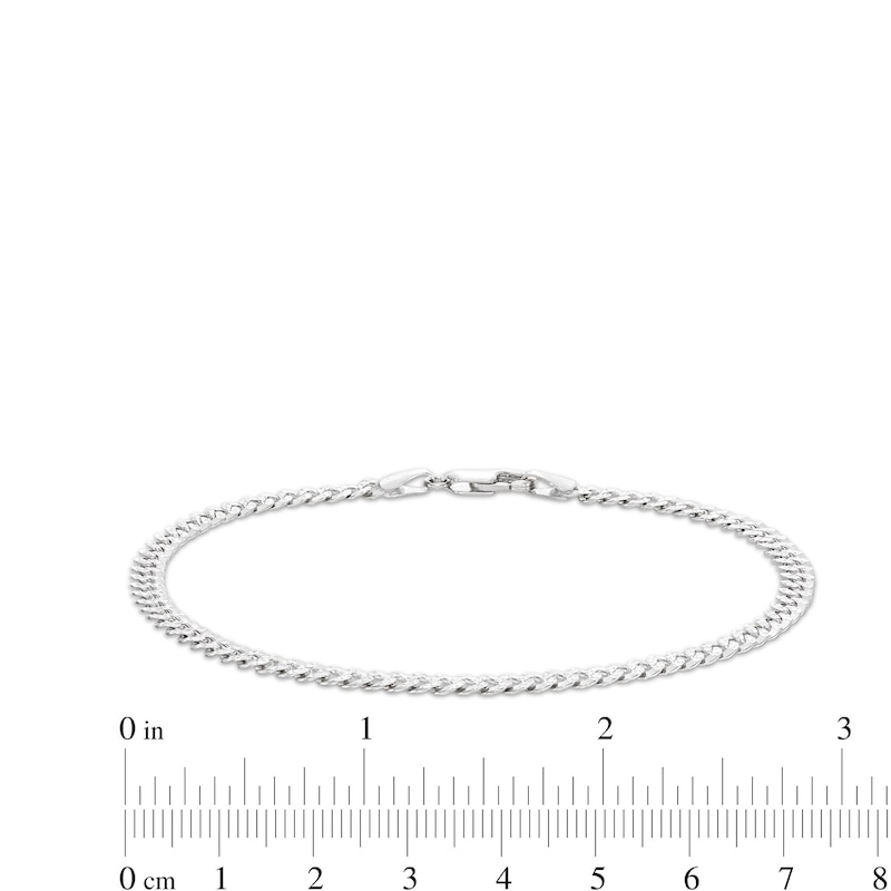 4.2mm Diamond-Cut Pavé Tight Curb Chain Bracelet in 10K Solid White Gold - 8.5"