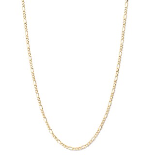 2.6mm Diamond-Cut Figaro Chain Necklace in 14K Hollow Gold - 18"