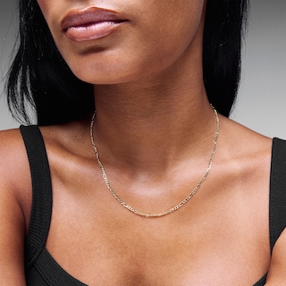 2.6mm Diamond-Cut Figaro Chain Necklace in 14K Hollow Gold - 18"