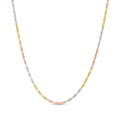 10K Solid Gold Diamond-Cut Rope Tri-Color Chain - 18"