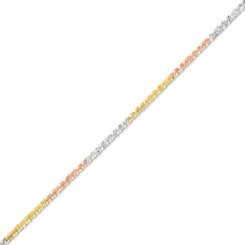 Main Image 1 of 1.85mm Diamond-Cut Crisscross Tri-Color Chain Bracelet in 10K Solid Gold - 7.5"