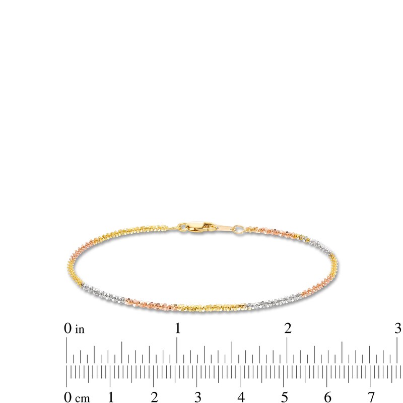 Main Image 2 of 1.85mm Diamond-Cut Crisscross Tri-Color Chain Bracelet in 10K Solid Gold - 7.5"