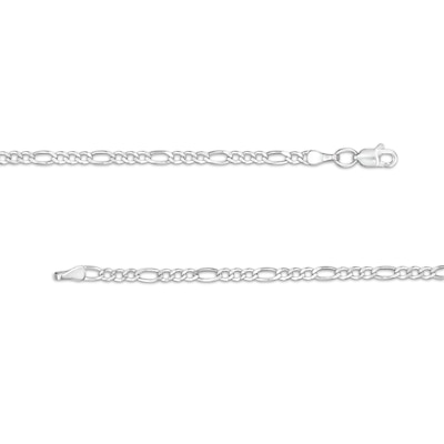 2.6mm Diamond-Cut Figaro Chain Necklace 10K Hollow White Gold - 18"
