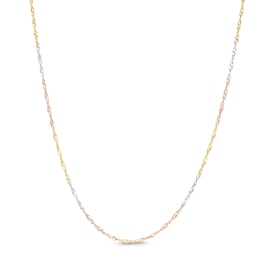 1.4mm Diamond-Cut Singapore Tri-Color Chain Necklace in 10K Solid Gold- 16 + 2&quot;