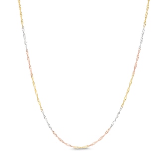 1.4mm Diamond-Cut Singapore Tri-Color Chain Necklace in 10K Solid Gold- 16 + 2"