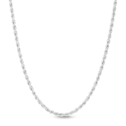 2.7mm Rope Chain Necklace in 10K Hollow White Gold - 22&quot;