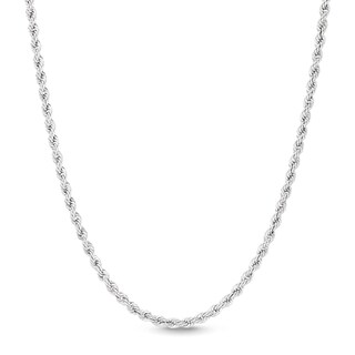 10K Hollow White Gold Rope Chain - 22"