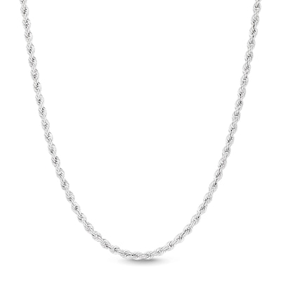 10K Hollow White Gold Rope Chain - 22"