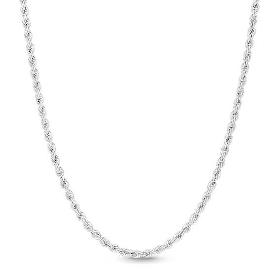2.7mm Rope Chain Necklace in 10K Hollow White Gold - 22"