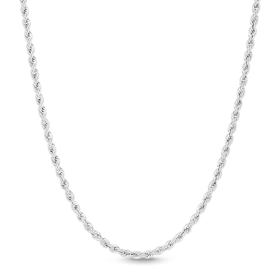 10K Hollow White Gold Rope Chain - 22"