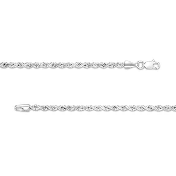 10K Hollow White Gold Rope Chain - 22"