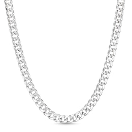 5.2mm Miami Curb Chain Necklace in 10K Semi-Solid White Gold - 24&quot;
