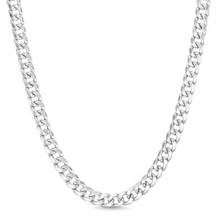 10K Semi-Solid White Gold Miami Curb Chain - 24"