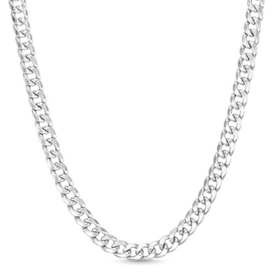 10K Semi-Solid White Gold Miami Curb Chain - 24"