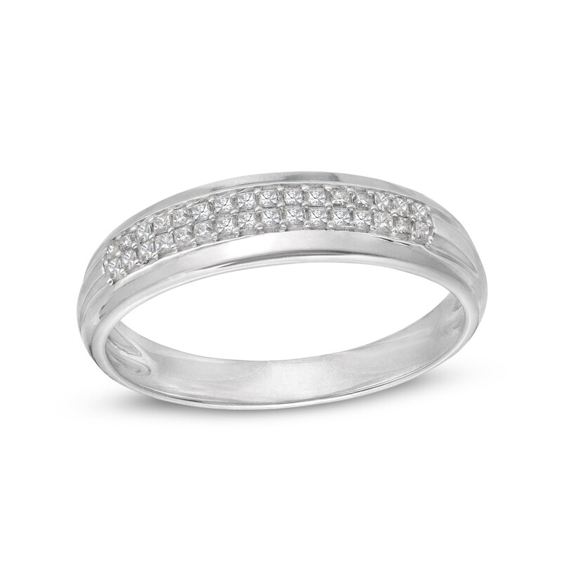 1/3 CT. T.W. Diamond Double Row Gentlemen's Ring in Sterling Silver