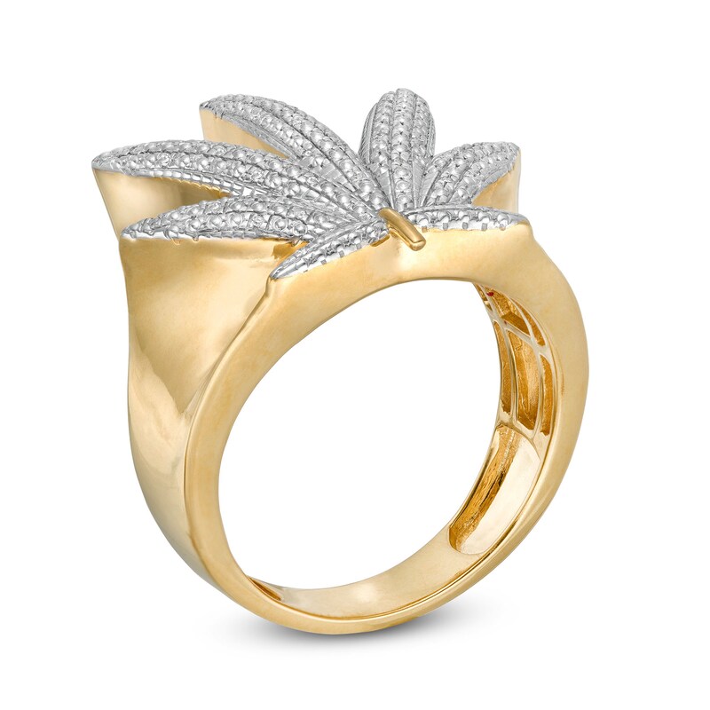 1/20 CT. T.W. Diamond Herbal Leaf Ring in Sterling Silver with 14K Gold Plate