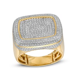 1/10 CT. T.W. Diamond Halo Rectangle Ring in Sterling Silver with 14K Gold Plate