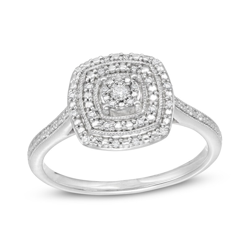1/10 CT. T.W. Diamond Halo Ring in Sterling Silver