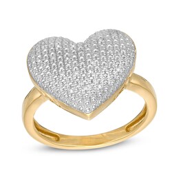 1/20 CT. T.W. Diamond Puff Heart Ring in Sterling Silver with 14K Gold Plate