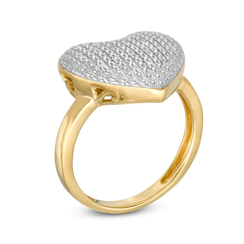 1/20 CT. T.W. Diamond Puff Heart Ring in Sterling Silver with 14K Gold Plate