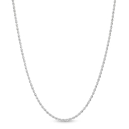 1.6mm Rope Chain Necklace in 10K Hollow White Gold - 16&quot;