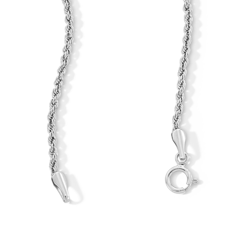 Main Image 3 of 10K Hollow White Gold Rope Chain - 16"